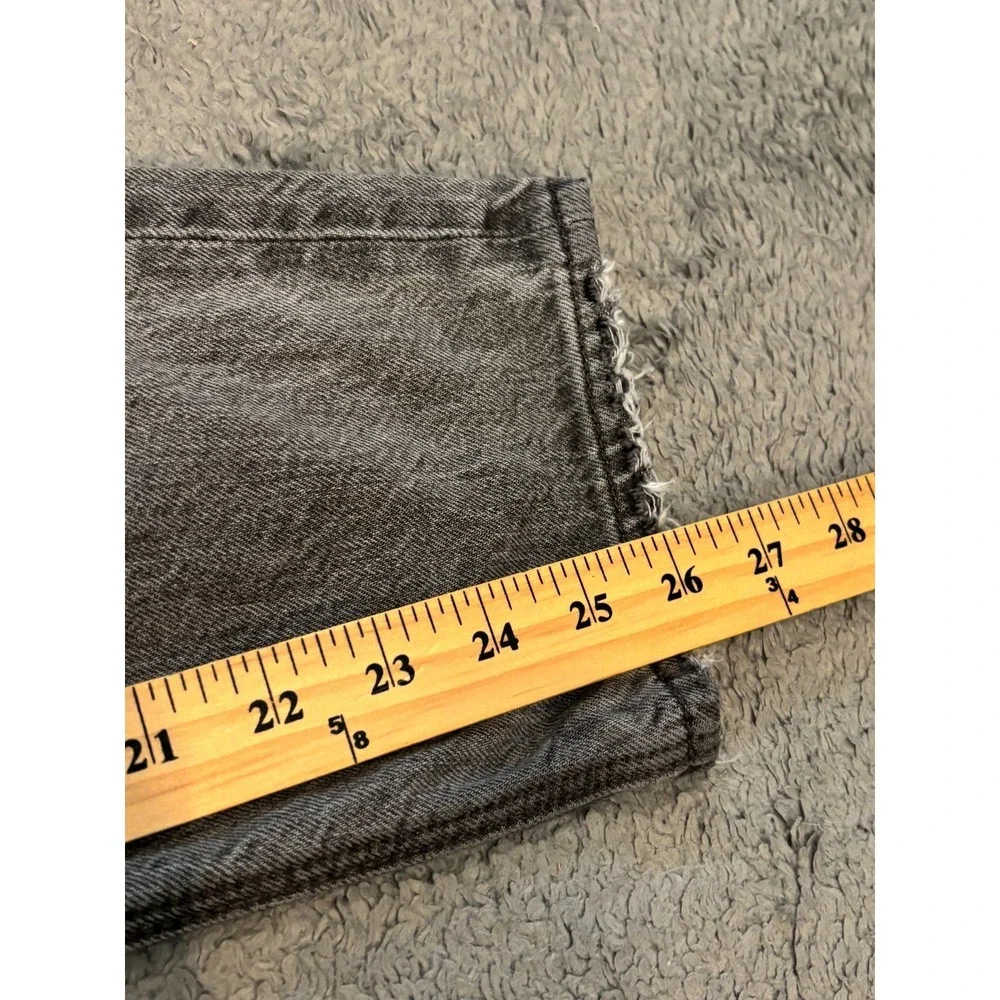 American Eagle Mom Jeans Womens 4R Gray Distressed Denim Stretch Casual